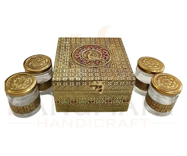 Meenakari Dry Fruit Box with Glass Jars – Designer Gift Box for Festive Use - Image 7