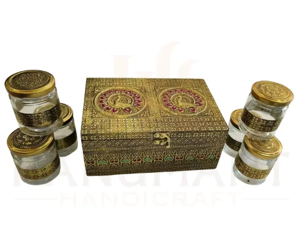 Meenakari Dry Fruit Box with Glass Jars – Designer Gift Box for Festive Use - Image 6