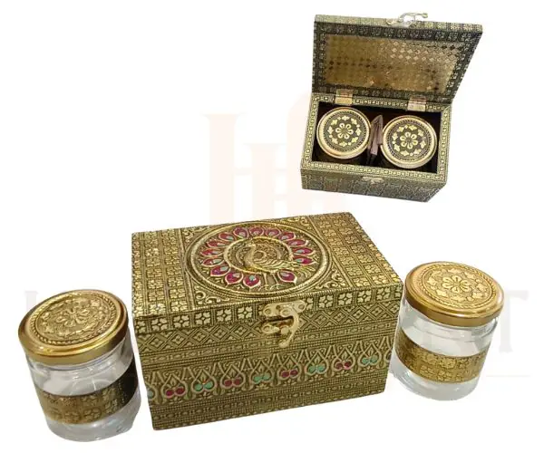 Meenakari Dry Fruit Box with Glass Jars – Designer Gift Box for Festive Use - Image 5