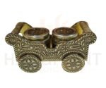 Handcrafted Antique Gold Metal Chariot Gift Set – 2 Glass Jars for Dry Fruits