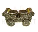 Handcrafted Antique Gold Metal Chariot Gift Set – 2 Glass Jars for Dry Fruits