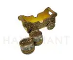 Handcrafted Antique Gold Metal Chariot Gift Set – 2 Glass Jars for Dry Fruits - Image 3