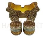 Handcrafted Antique Gold Metal Chariot Gift Set – 2 Glass Jars for Dry Fruits - Image 4
