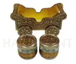 Handcrafted Antique Gold Metal Chariot Gift Set – 2 Glass Jars for Dry Fruits - Image 4