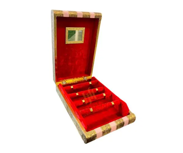 Gold Finish Bangle Box – Premium Velvet Lined Jewellery Storage Case 10X14 Inch - Image 3