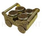Handcrafted Antique Gold Metal Chariot Luxury Gift Set – 4 Glass Jars for Dry Fruits & Mukhwas - Image 2