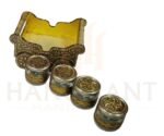 Handcrafted Antique Gold Metal Chariot Luxury Gift Set – 4 Glass Jars for Dry Fruits & Mukhwas - Image 3