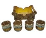 Handcrafted Antique Gold Metal Chariot Luxury Gift Set – 4 Glass Jars for Dry Fruits & Mukhwas - Image 4