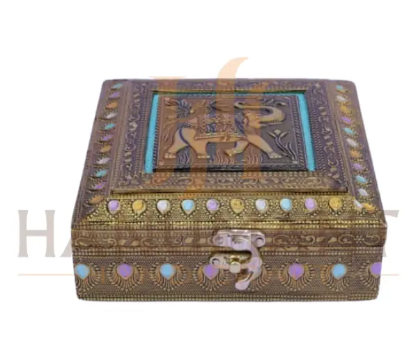 Decorative Dry Fruit Box – 4 Compartment Gift Box (6x6 Inch) - Image 2