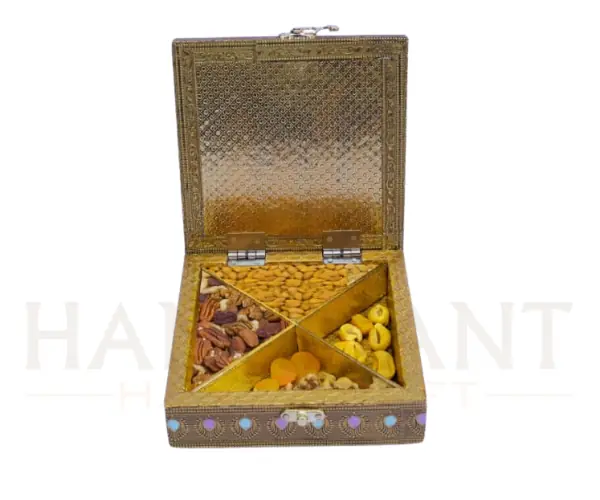 Decorative Dry Fruit Box – 4 Compartment Gift Box (6x6 Inch) - Image 3
