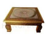Decorative Puja Bajot | 3D Flower Design Pooja Chowki (15 x 15 Inch)