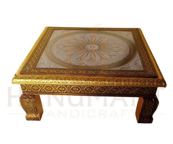 Decorative Puja Bajot (12) Decorative Puja Bajot | 3D Flower Design Pooja Chowki (15 x 15 Inch) - Image 1