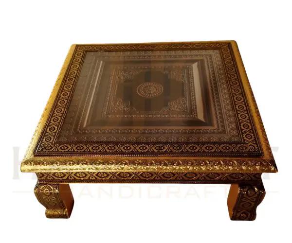 Pooja Chowki (15 x 15 Inch) | Decorative Puja Bajot - Image 1