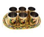 Stainless Steel Glass Set with Serving Tray
