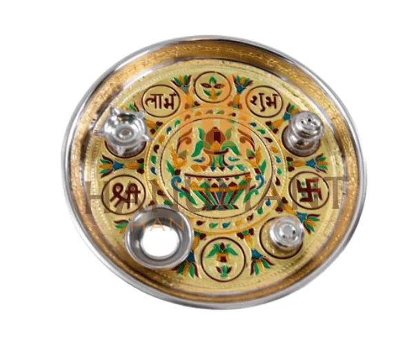 Stainless Steel Pooja Thali Set – Traditional Religious Puja Plate | 12 Inch - Image 1