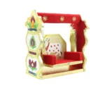 Handcrafted Laddu Gopal Jhula with Cow Motif – Red & Gold Pooja Swing - Image 2