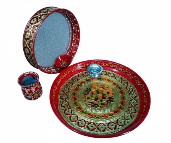 Karwa Chauth Pooja Thali Set 12 Inch - Image 3