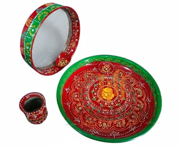 Karwa Chauth Pooja Thali Set 12 Inch - Image 4
