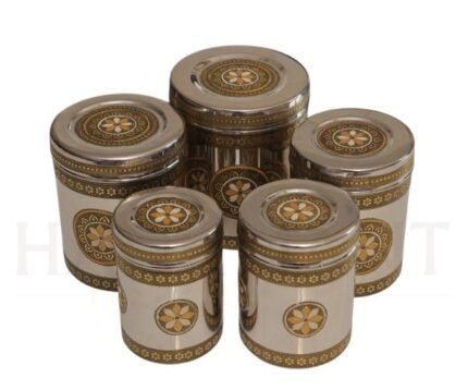 Meenakari Stainless Steel Container Set – Premium Storage Container for Kitchen & Wedding Gift