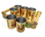 Peacock Design Glass Set with Serving Tray