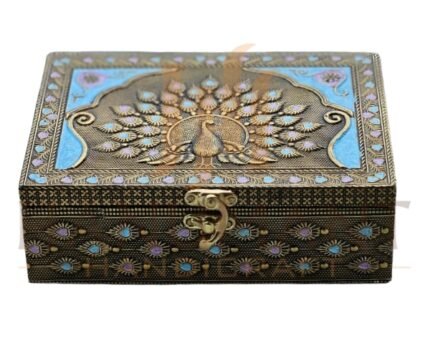 Peacock Design Decorative Jewelry Box – 4x4 Inch
