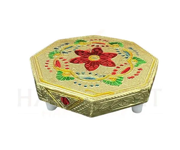 Pel Bush Bajot Golden | Pooja Chowki with Base – Traditional Mandir Stand - Image 3