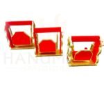 Handcrafted Laddu Gopal Jhula with Cow Motif – Red & Gold Pooja Swing - Image 4