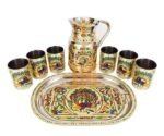 Designer Stainless Steel Jug & Glass Set with Serving Tray