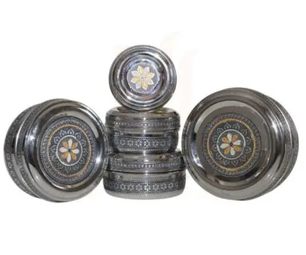 Stainless Steel Decorative Container Set with Floral Design | Premium Storage