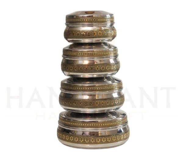 Stainless Steel Decorative Storage Box Set Of 4 (6) Luxury Stainless Steel Decorative Storage Box – Handcrafted Steel Container for Festival & Gifting - Set of 4 - Image 1