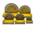Peacock Design God Singhasan with Yellow Velvet Seat | Decorative Mandir Singhasan - Image 2