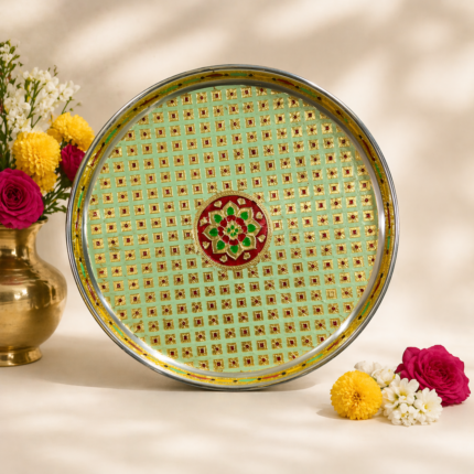 green pooja thali for mandir