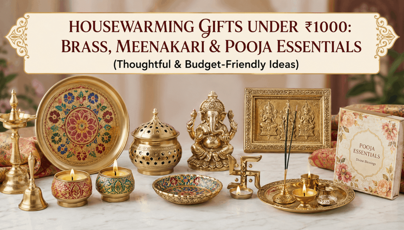 Housewarming Gifts Under ₹1000: Brass, Meenakari & Pooja Essentials for Griha Pravesh