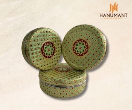 Handcrafted Meenakari Steel Gift Box Green for Dry Fruits & Festive Gifting