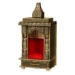 German Oxidized Handcrafted Home Mandir | Premium Pooja Temple for Home & Office | Antique German Silver Finish Mandir (6 x 8 x 16 Inch)