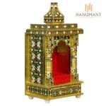 Gold Meenakari Handcrafted Home Mandir for Pooja Room