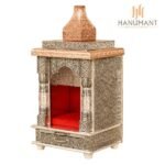 Silver Oxidized Handcrafted Home Mandir | Designer Pooja Temple for Home & Office | Premium Wooden Temple Decor (6 x 8 x 16 Inch) - Image 2