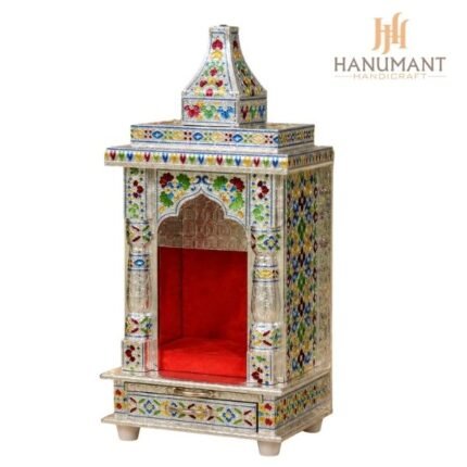 Silver Meenakari Handcrafted Home Mandir for Pooja Room