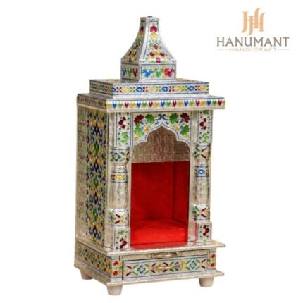 Silver Meenakari Mandir for Pooja Room