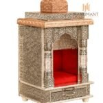 Silver Oxidized Handcrafted Home Mandir | Designer Pooja Temple for Home & Office | Premium Wooden Temple Decor (6 x 8 x 16 Inch) - Image 3