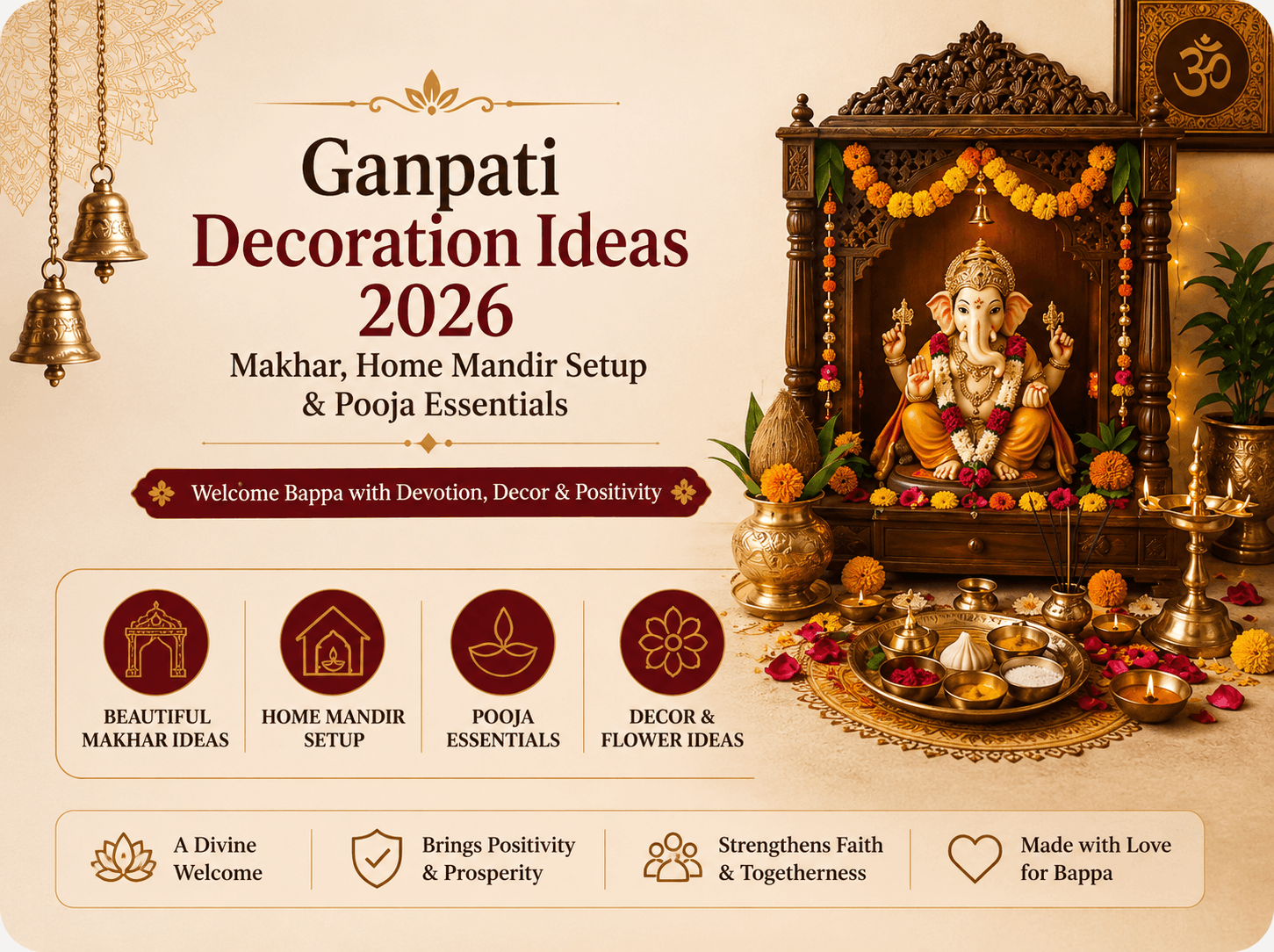 Ganpati Decoration Ideas 2026 Makhar, Home Mandir Setup & Pooja Essentials